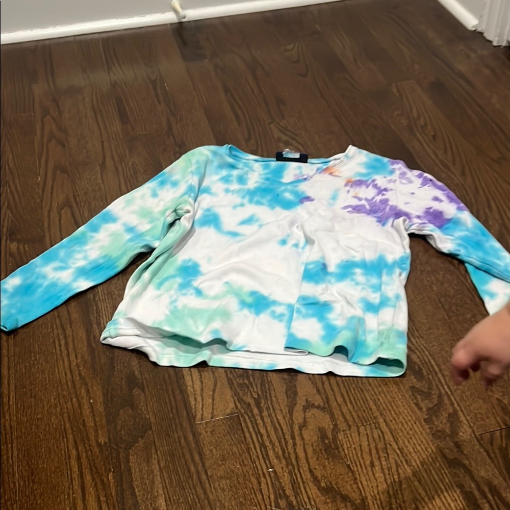 Blue and Purple Long Sleeve Tie-Dye Tee